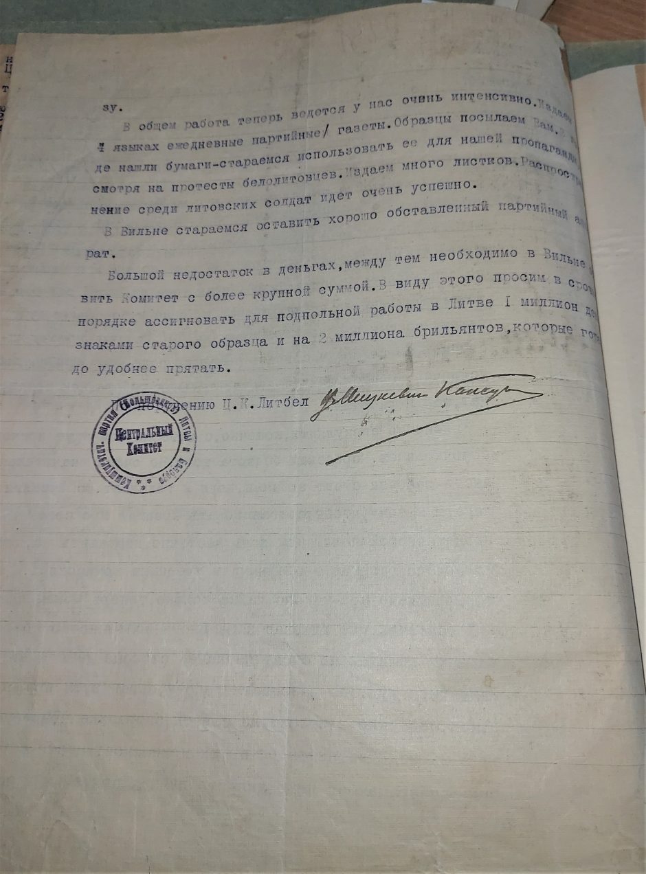 Rastas V. Mickevičiaus-Kapsuko laiškas atskleidžia Rusijos tikslus Lietuvoje