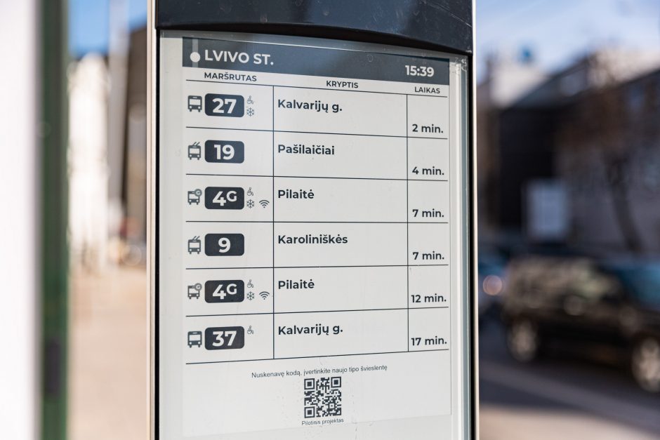 Vilniuje išbandomi naujoviški elektroniniai viešojo transporto tvarkaraščiai