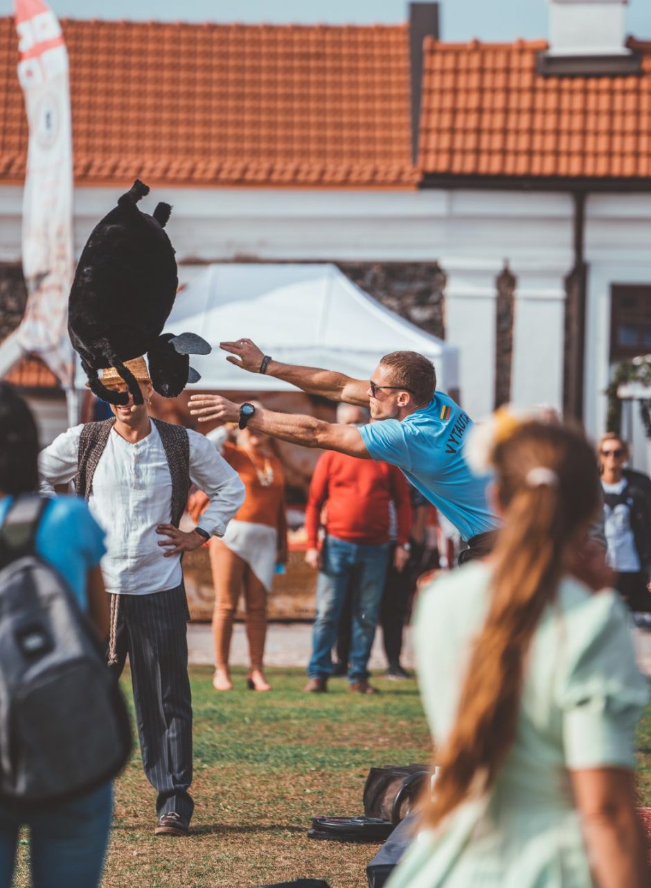 Pakruojo dvare savaitgalį praūžė galiūnus sukvietusi Bumbulinių mugė