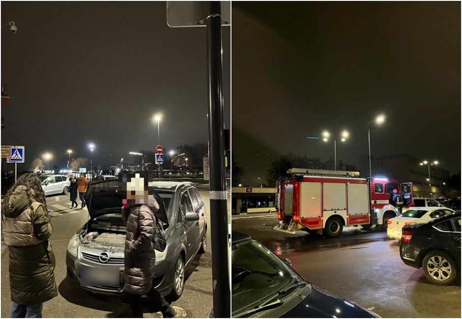 Ugniagesiai lėkė į Kauno centrą: pranešta apie degantį automobilį