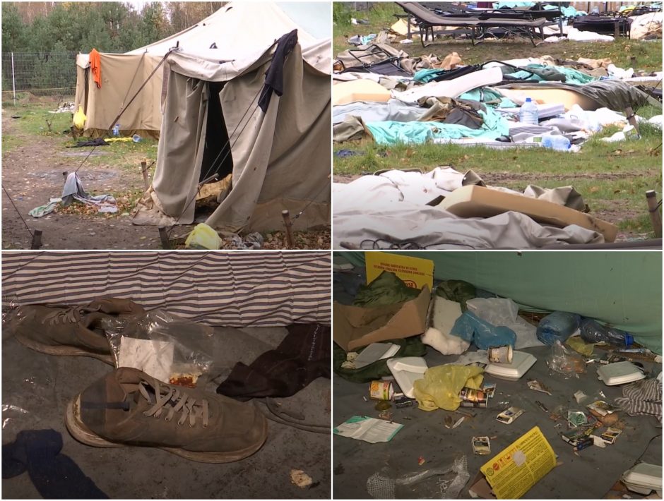 Migrantų „padėka“ už apgyvendinimą – stovyklose paliktas šiukšlynas