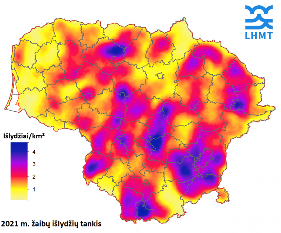 Lietuvoje pernai iš viso užfiksuota apie 123 tūkst. žaibų išlydžių