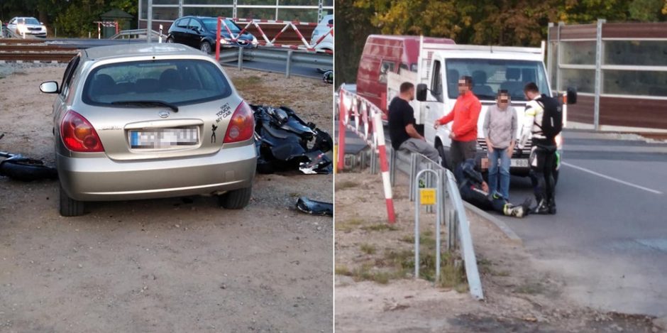 Prie Jiesios geležinkelio pervažos – avarija, į ligoninę išvežtas motociklininkas
