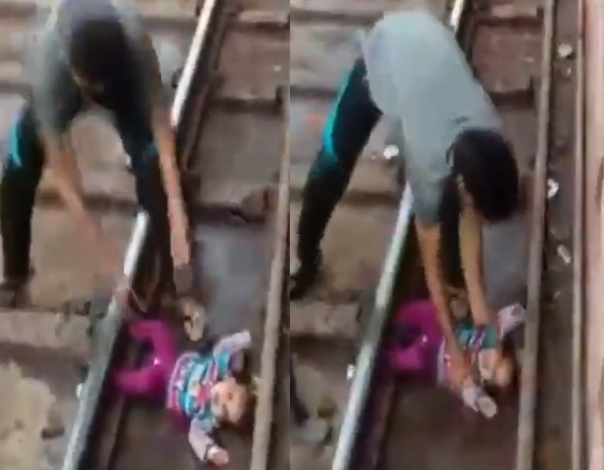 Ant bėgių iškritusį kūdikį pervažiavo traukinys: mažylei – nė įbrėžimo