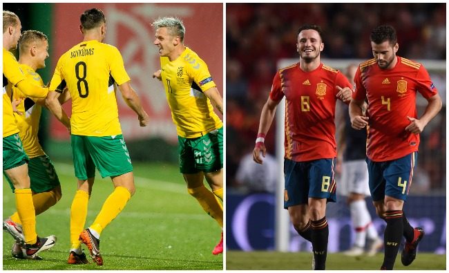 Lietuvos futbolininkai draugiškose rungtynėse mes iššūkį Ispanijos rinktinei