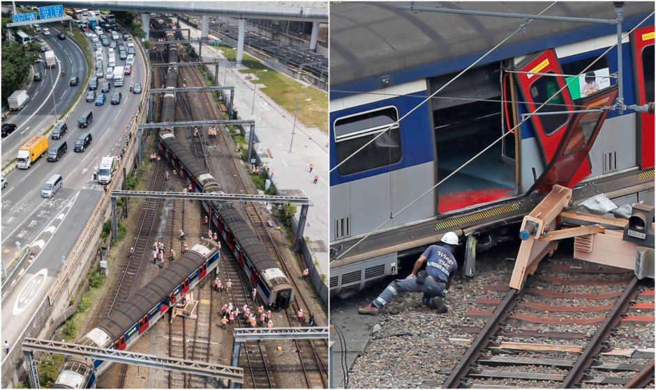 Nelaimė Honkonge: rytinio piko metu nuo bėgių nulėkė traukinys 