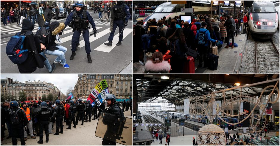 Paryžiuje – 19-oji streiko prieš pensijų reformą diena: blokuotas metropolitenas