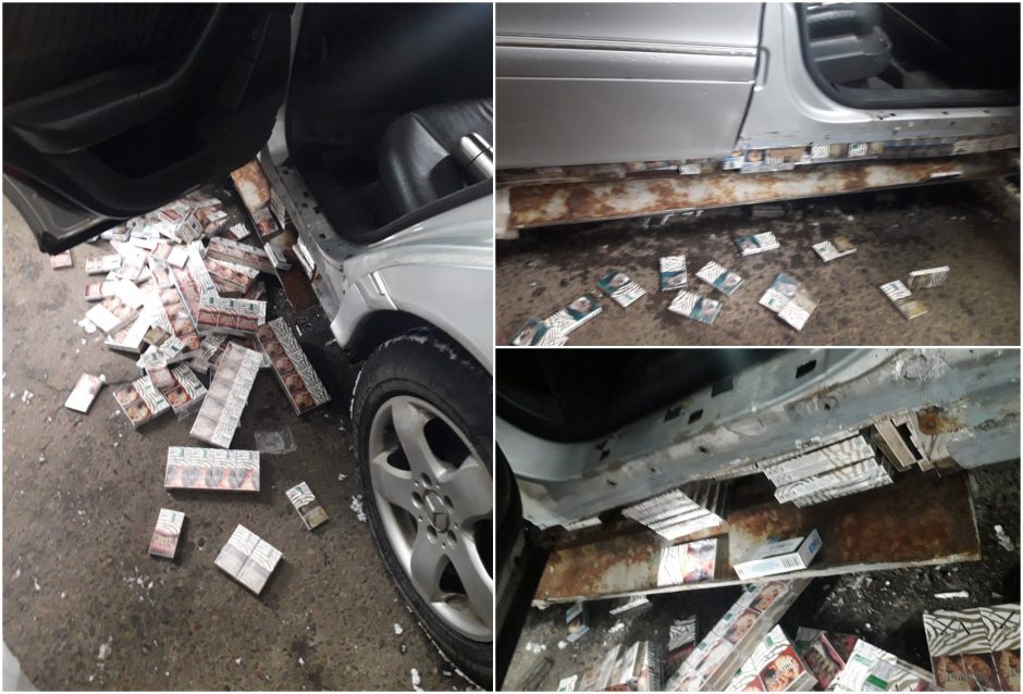 Įkliuvo baltarusis: kontrabandines cigaretes slėpė automobilio slenksčiuose