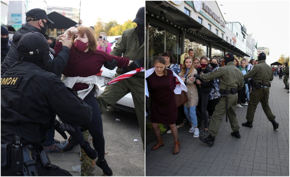 Baltarusijos milicija sulaikė šimtus moterų, S. Cichanouskaja reikalauja jas paleisti