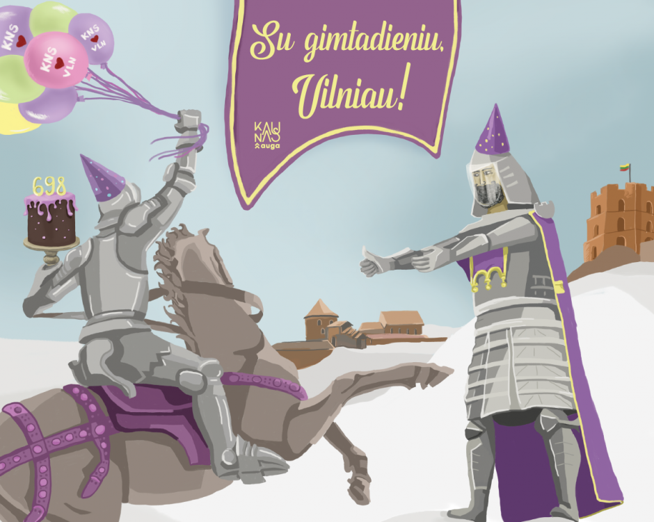 Kaunas sveikina Vilnių su gimtadieniu: siunčia šiltus linkėjimus ir turi didelį prašymą