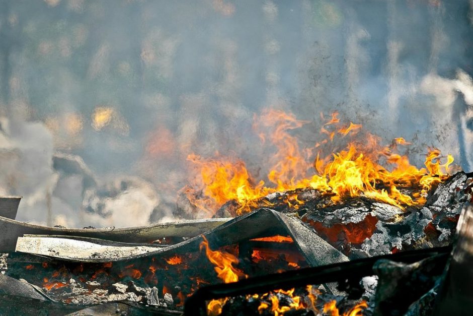 Šoviniais spjaudęs gaisras kariniame poligone gesintas su tankais