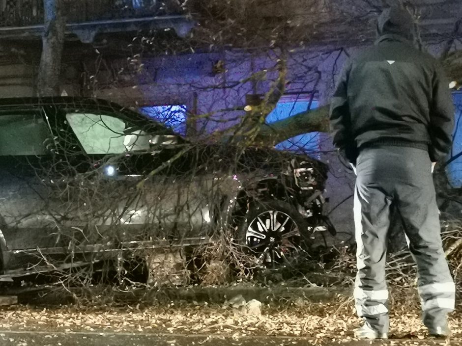 Kauno centre siautė girtas BMW vairuotojas: nušlavė tvorą ir rėžėsi į medį