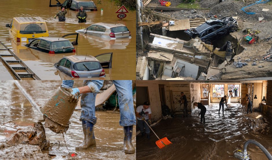 Vakarų Europai smogusių potvynių aukų skaičius auga – jau žuvo 183 žmonės