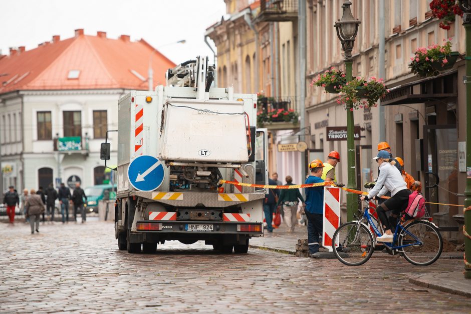 Ką Vilniaus gatvėje tvarko darbininkai?