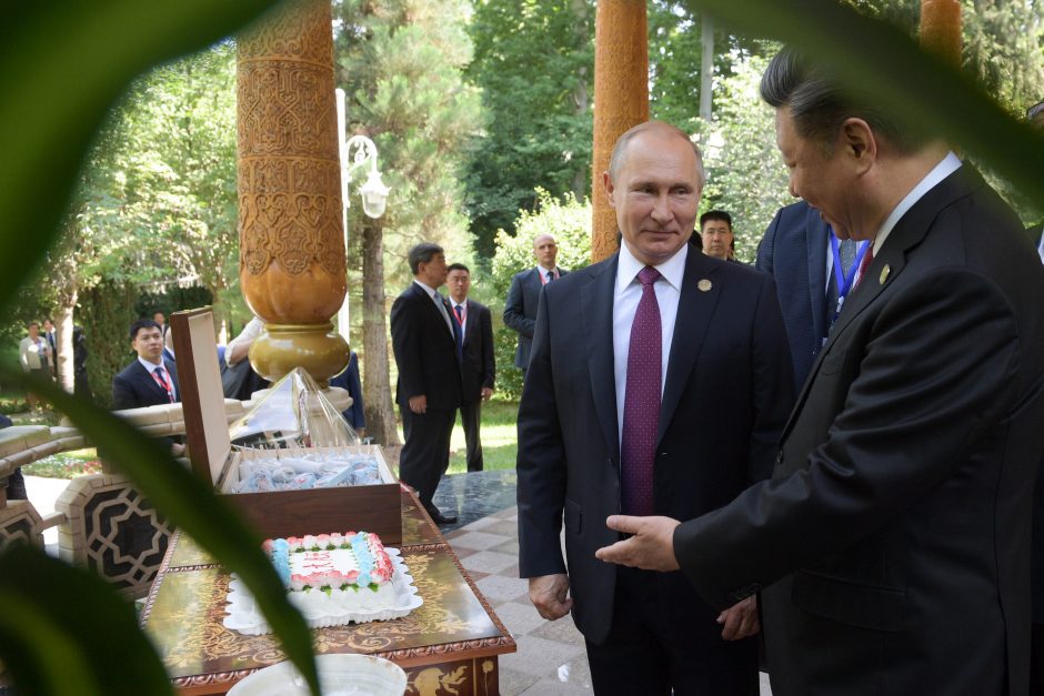 V. Putinas pasveikino Kinijos prezidentą su gimtadieniu – įteikė dėžę ledų
