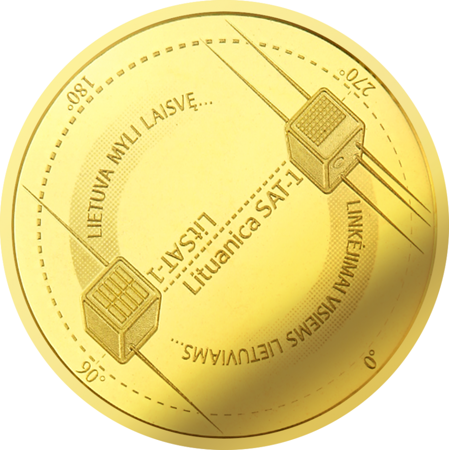 Auksinė moneta įamžins lietuviškosios kosmoso istorijos pradžią 