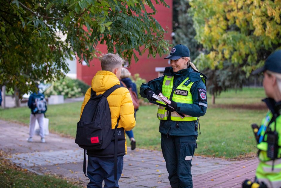 Klaipėdos pareigūnai tikrino, ar į mokyklą vaikai keliauja saugiai