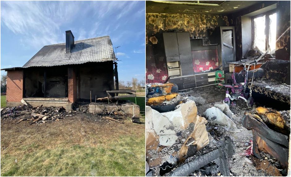 Prašo pagalbos: gaisras nusiaubė keturis mažus vaikus auginančios šeimos namą