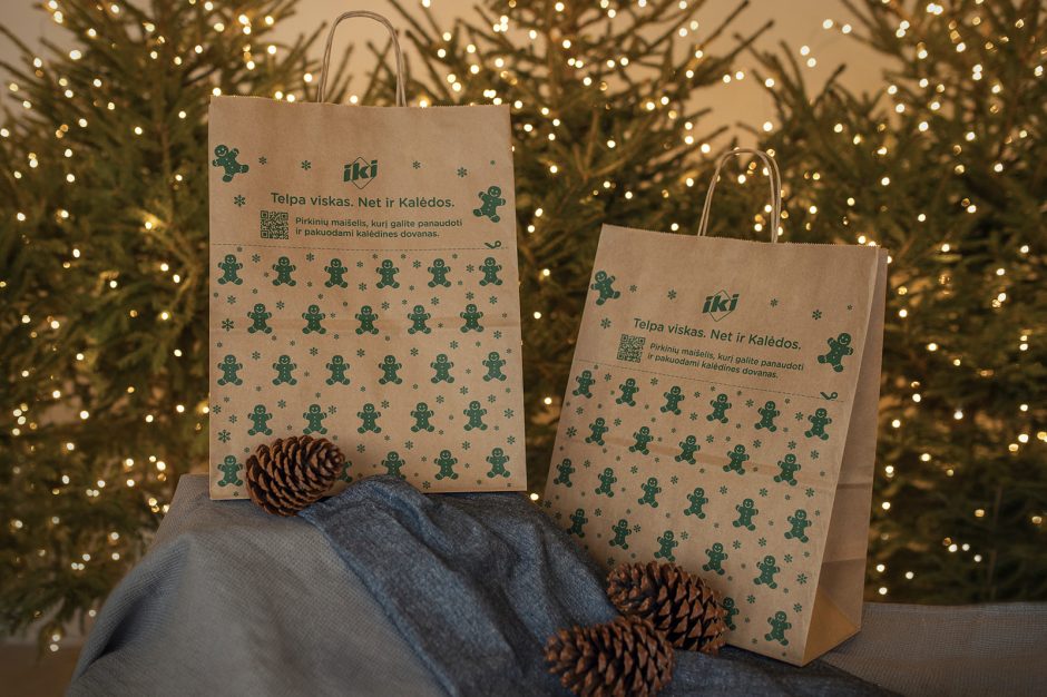„Iki“ pristato pirkinių maišelius, kuriuos lengva paversti stilingu dovanų pakavimo popieriumi