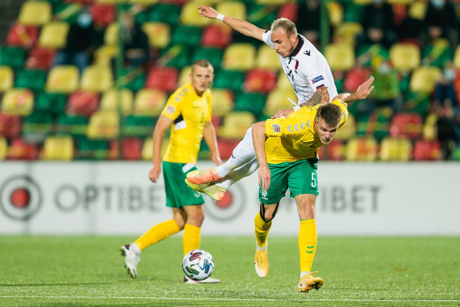 Lietuvos futbolo rinktinė sužaidė lygiosiomis su albanais
