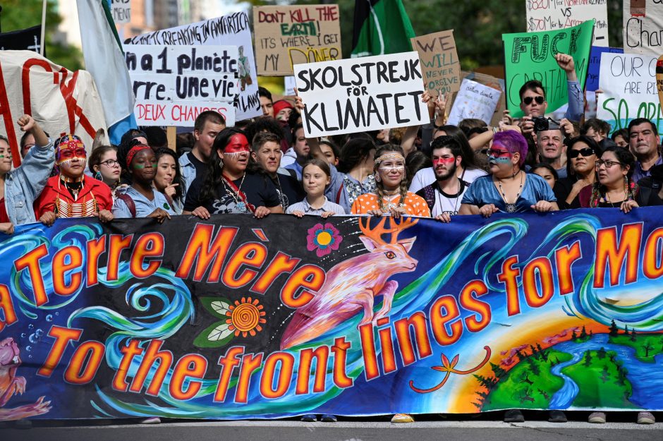 Prie klimato aktyvistės G.Thunberg eitynių Monrealyje prisijungė pusė milijono žmonių