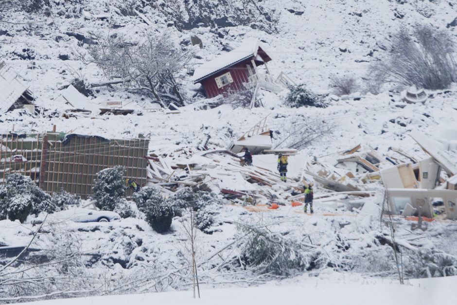 Šimtams norvegų po žemių nuošliaužos leista grįžti į namus