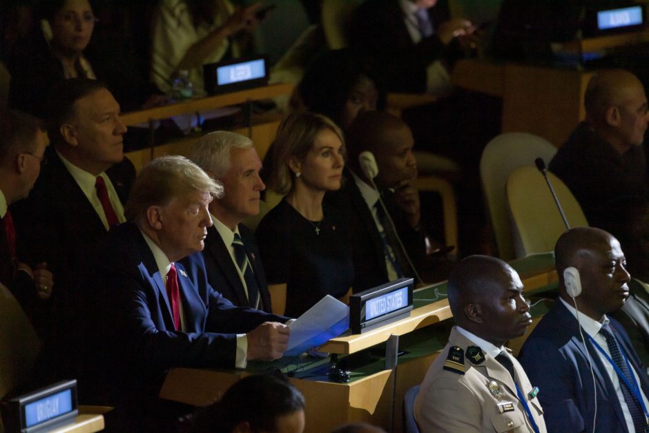 D. Trumpas neplanuotai pasirodė JT viršūnių susitikime dėl klimato 