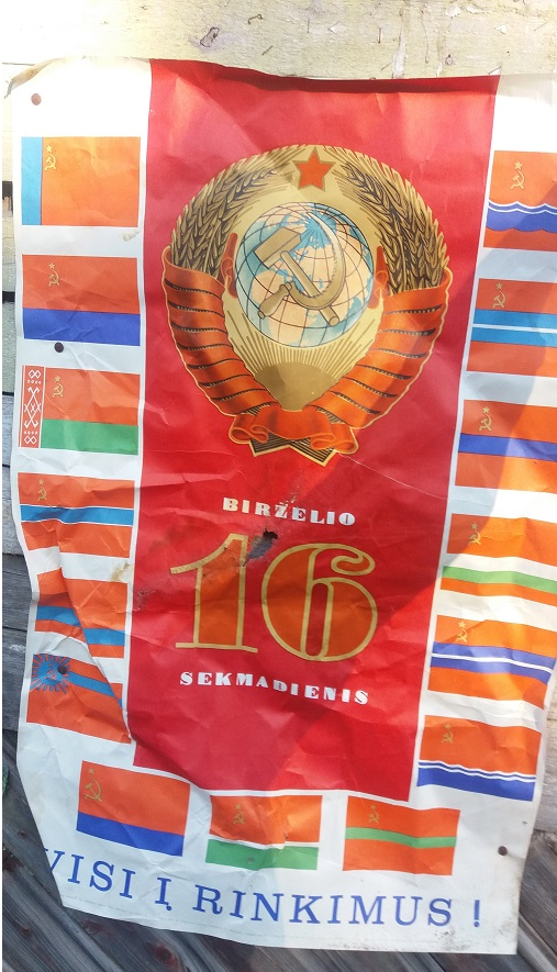 Šalčininkų rajone – plakatai su sovietiniu herbu, raginantys į rinkimus