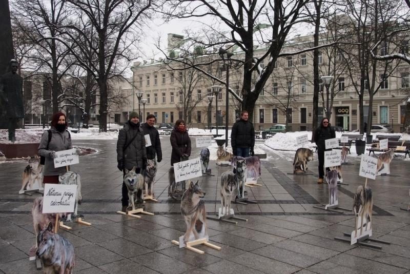 Neregėtas renginys Vilniuje: prie Vyriausybės „piketavo“ vilkai