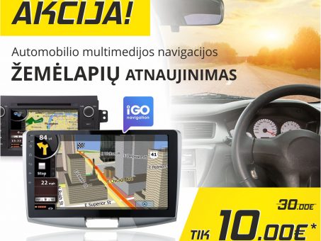 Skelbimas - Akcija automobilio multimedijos navigacijos žemėlapių atnaujinimui