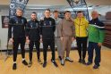Sėkmė: Lietuvos boksininkų komanda laimėjo tarptautinį mačą Vokietijoje (antras iš kairės – treneris M. Palionis, pirmas iš dešinės – teisėjas A. Kriukovas).