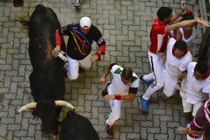 Ispanijoje per septintąjį bėgimą su buliais sužeisti šeši žmonės, bet niekas nesubadytas