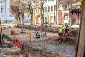 Laisvės alėjos pradžioje įpusėjo rekonstrukcijos darbai