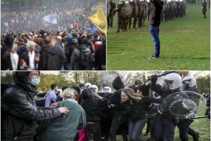 Išvaikiusi protesto prieš karantiną vakarėlį, Briuselio policija sulaikė 132 jo dalyvius