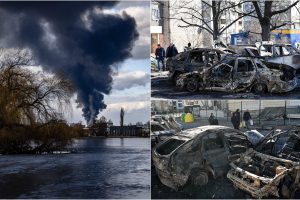 Karas Ukrainoje: per raketų ataką Kijevo regione sugriauti trys pastatai